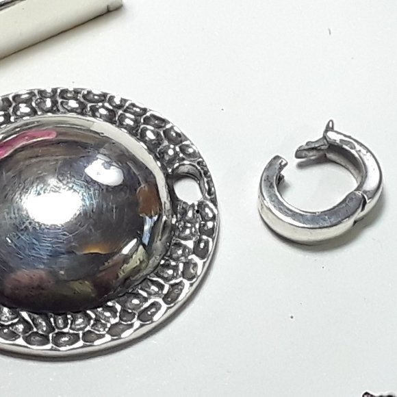 Vintage Classy Vosca Sterling Silver Polished Dome & frame Enhancer/Pendant18424 - Picture 4 of 5